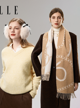 ELLE羊毛围巾围脖/毛绒耳罩耳捂子/手套女士秋冬季户外保暖百搭