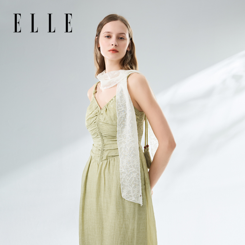 ELLE羊毛长条窄围巾长巾蕾丝飘带发带女秋冬季发带高级感系脖丝巾
