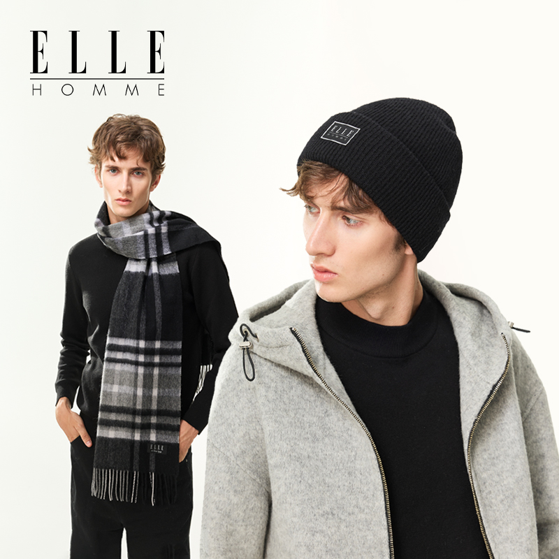 ELLE HOMME羊毛针织毛线帽子/围巾围脖/手套男士秋冬季时尚保暖