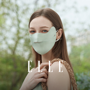防紫外线护眼角双面面罩 ELLE真丝防晒口罩女士夏季 100%桑蚕丝