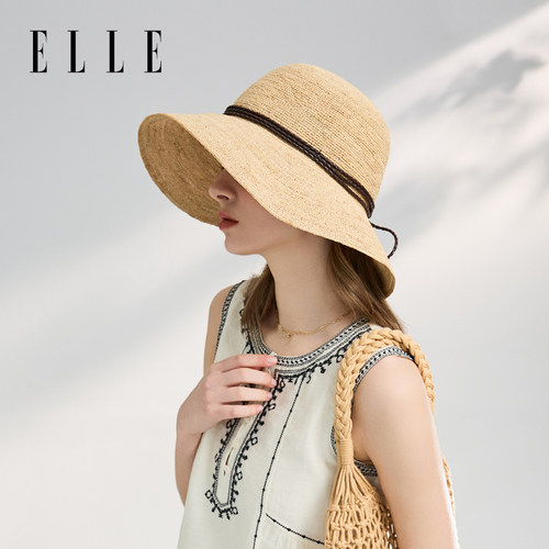 ELLE拉菲草帽海边沙滩大帽檐草帽