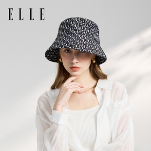 ELLE防晒渔夫帽女夏季 百搭盆帽 防紫外线显脸小大帽檐遮阳帽子时尚