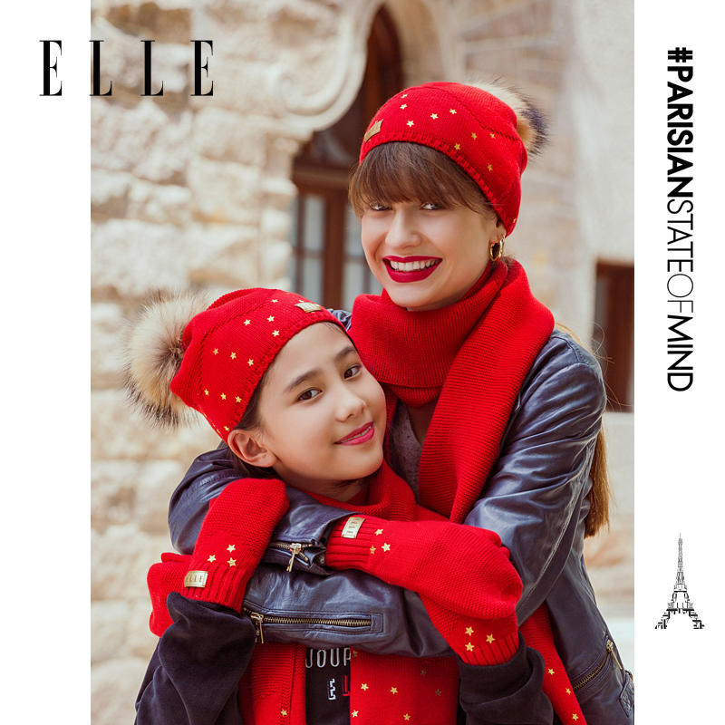 ELLE帽子围巾手套冬季