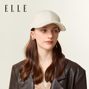 ELLE棒球帽女秋冬季 百搭休闲显脸小大头围硬顶鸭舌帽子 小香风时尚