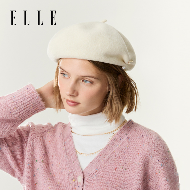 ELLE羊毛渔夫帽女秋冬季保暖