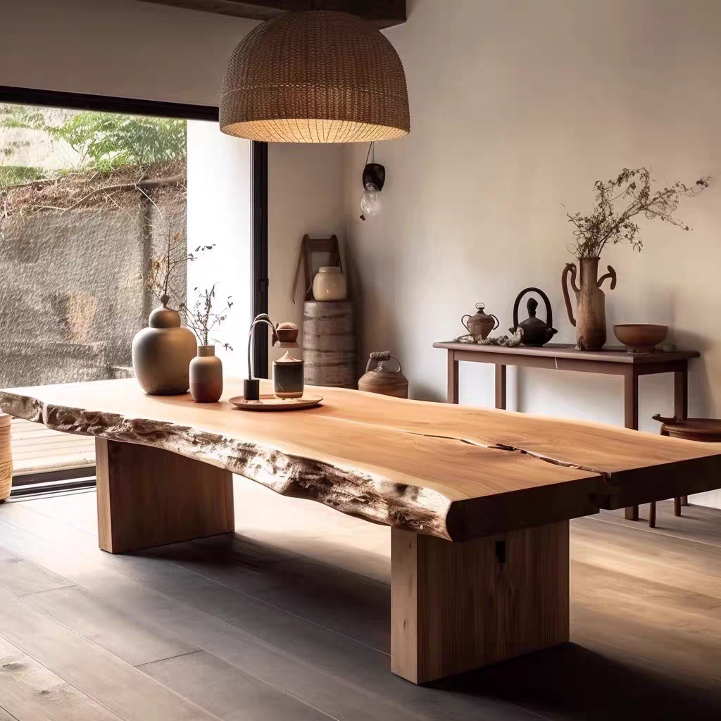 新款原木大板茶桌茶台实木办公室泡茶桌会客桌整板会议桌洽谈长桌