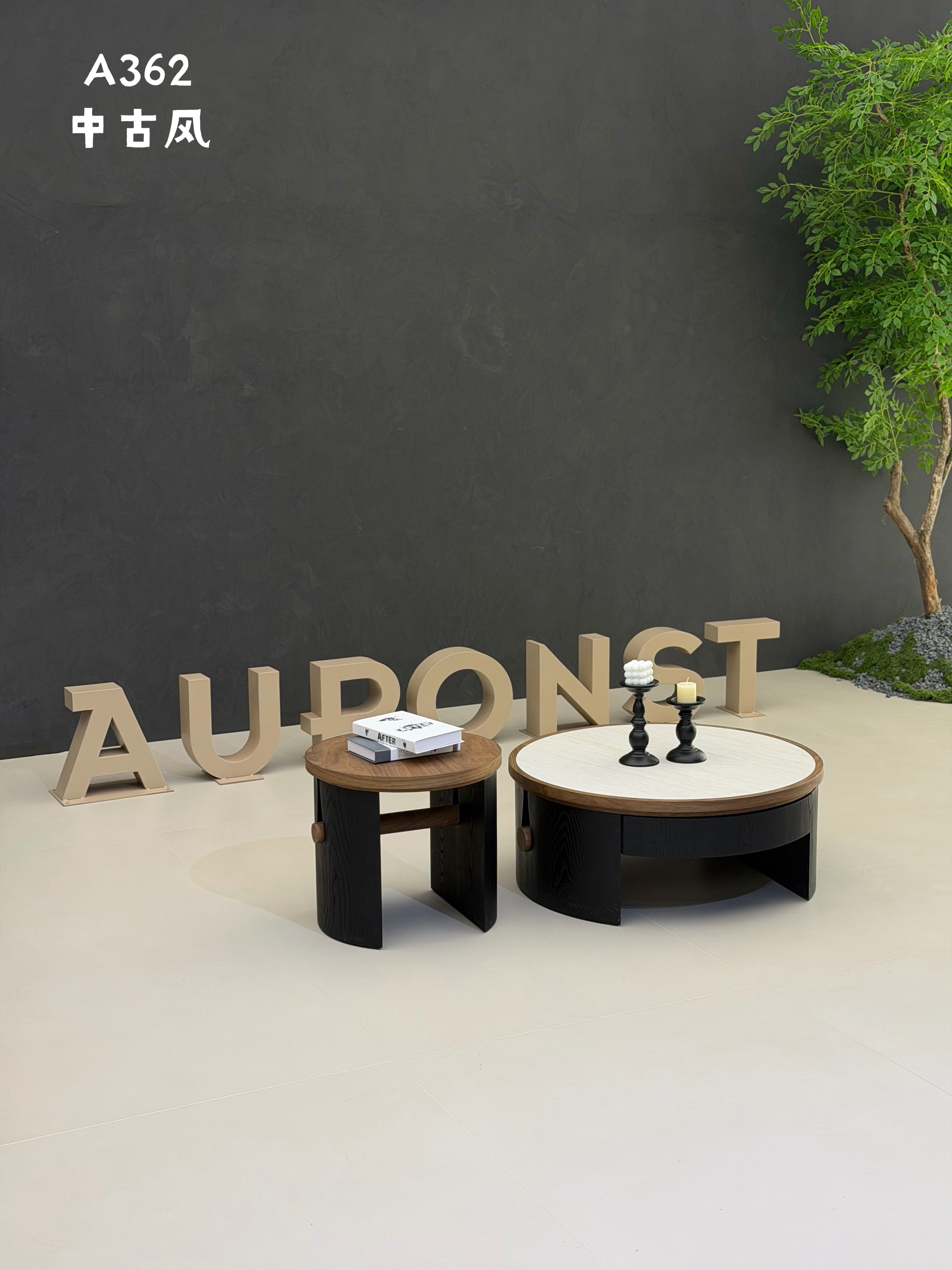 法式复古茶几客厅沙发边几中式圆边咖啡桌卧室放床头小桌子轻奢桌