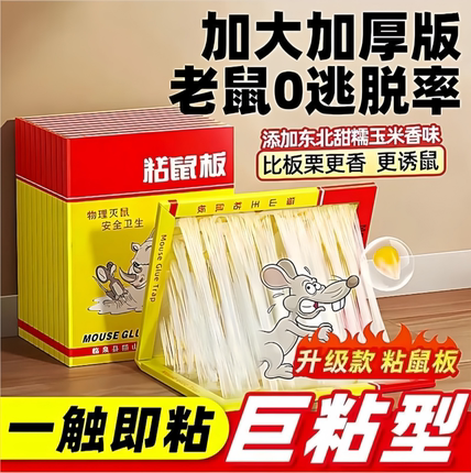 老鼠粘强力粘鼠板捕鼠神器强力胶粘大老鼠贴一窝端超强厨房家灭鼠