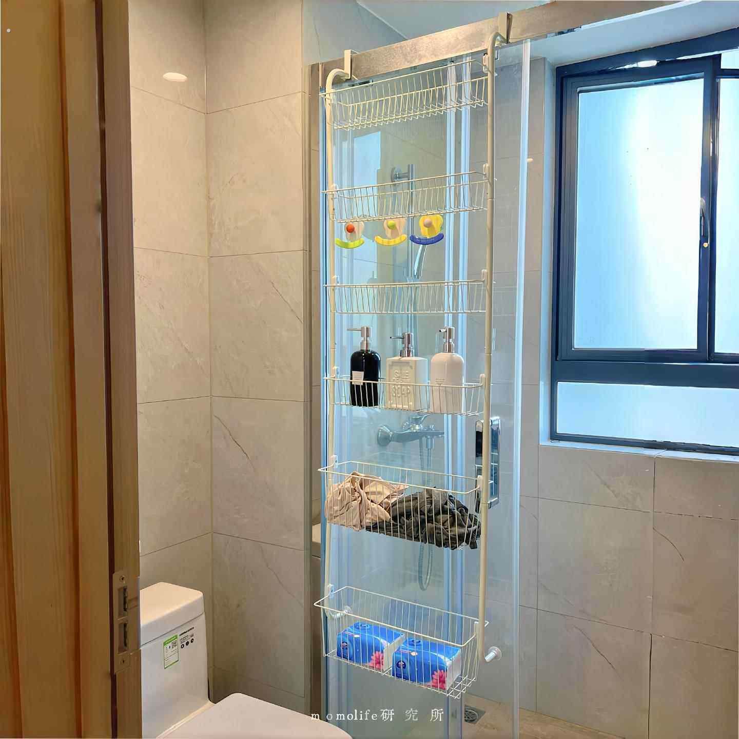 门后置物架超薄免打孔挂篮多层收纳层架浴室门后挂架多功能整理架