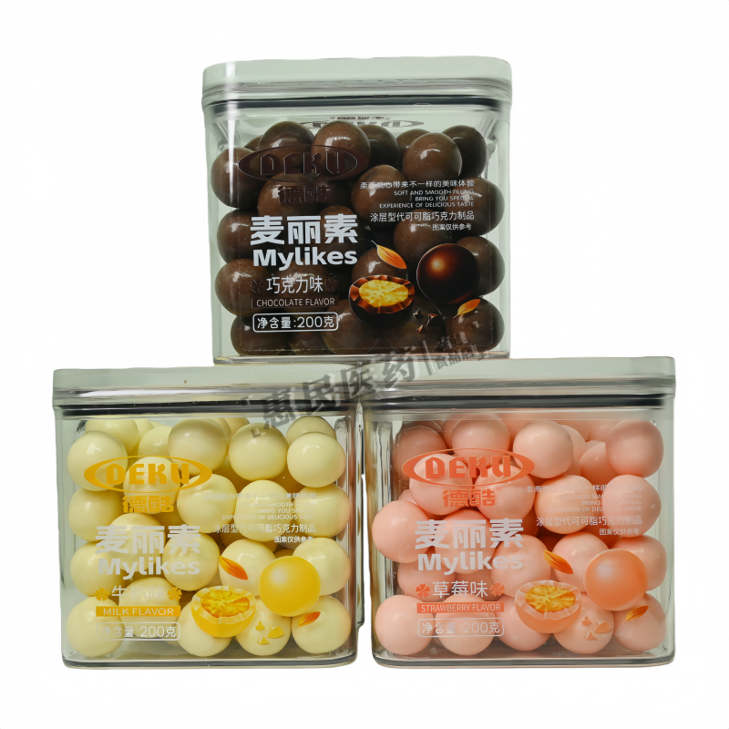 德酷麦丽素牛奶草莓巧克力味涂层型代可可脂巧克力制品200g/盒