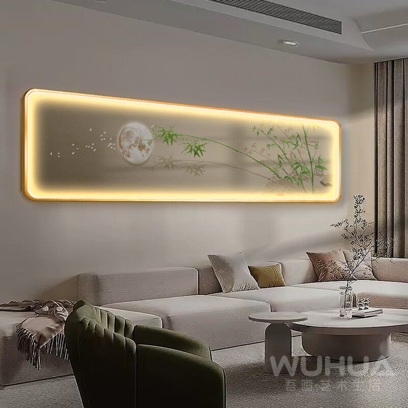 现代简约客厅装饰画led灯发光画轻奢沙发背景墙挂画卧室床头壁画