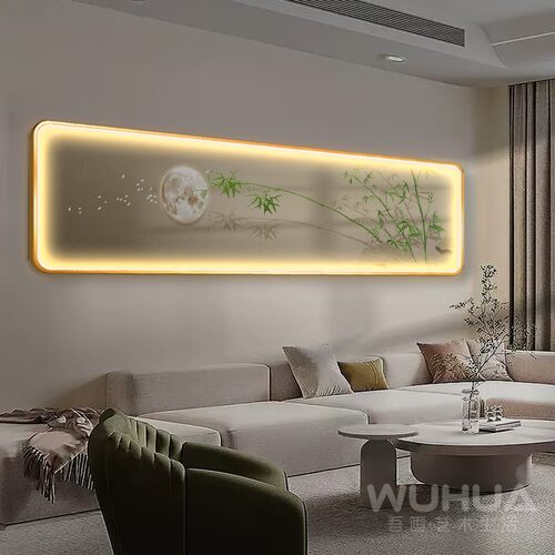 现代简约客厅装饰画led灯发光画轻奢沙发背景墙挂画卧室床头壁画