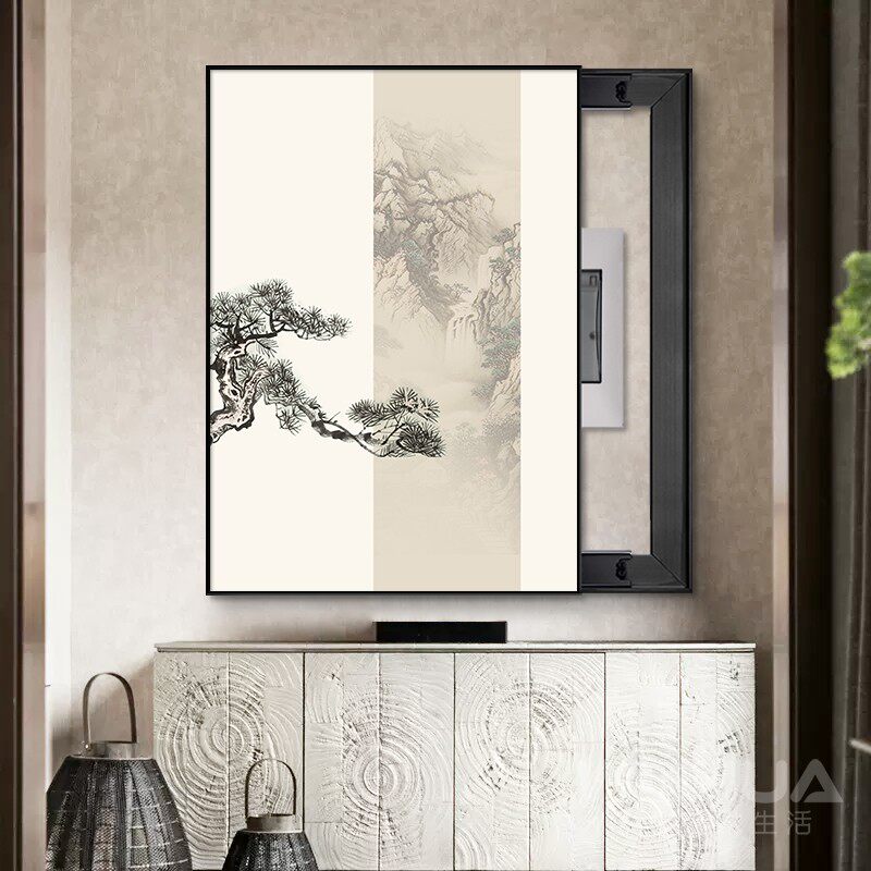 梅兰竹菊新中式电表箱装饰画 画竖版免打孔遮挡配弱电箱挂画 画古