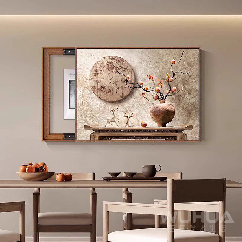 新型中国风仪表箱装饰画2025新型配电箱阻挡高端开关免打孔挂画