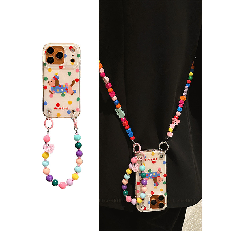 可爱腊肠狗适用苹果17promax手机壳新款iphone16pro男女15pro斜挎可背带挂绳14pro全包防摔13小众