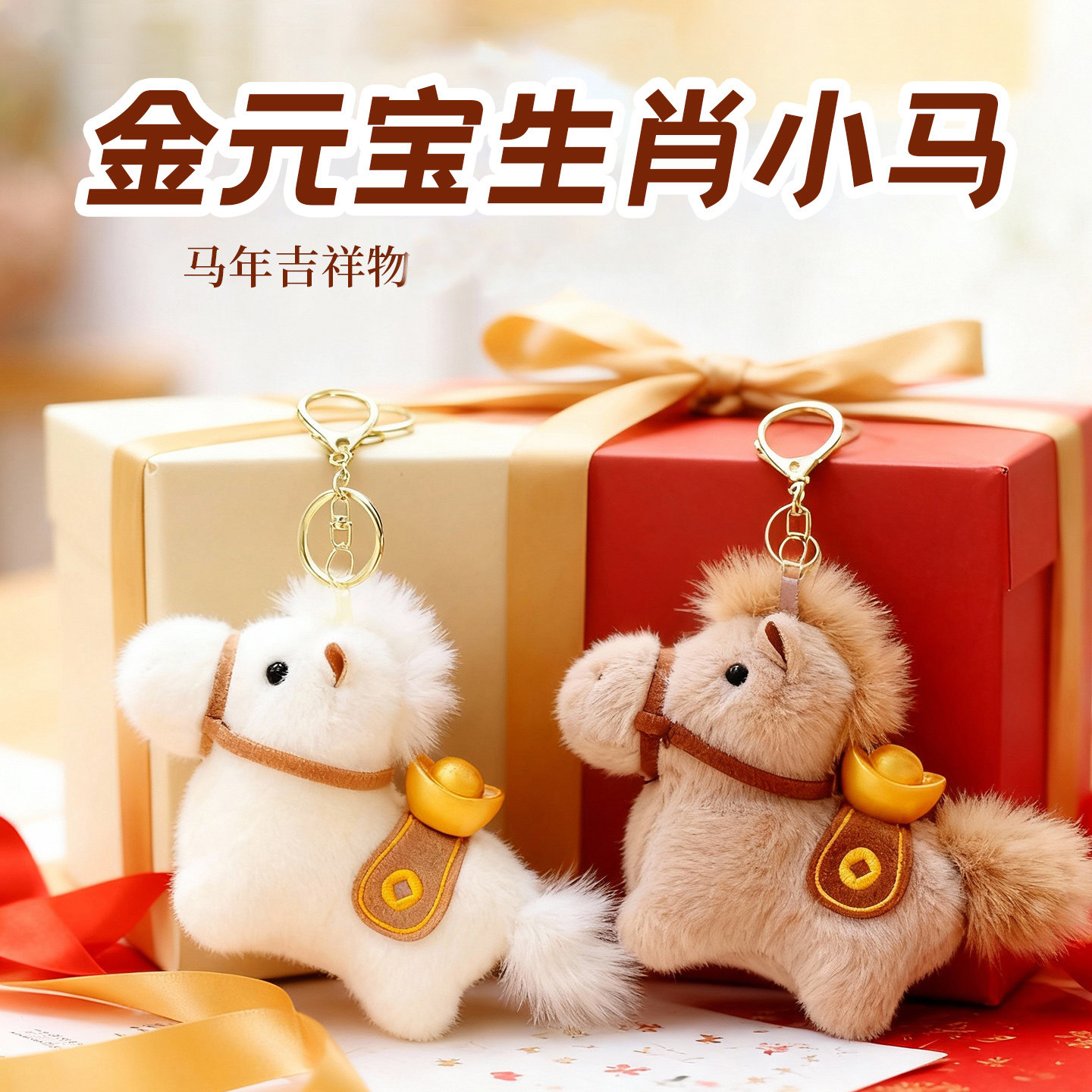毛绒金元宝包包挂件生肖马新年吉祥物可爱背包挂饰创意高级钥匙扣
