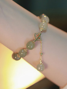 和田玉手链四叶草吊坠轻奢精致闺蜜手串国风七夕情人节送女友礼物