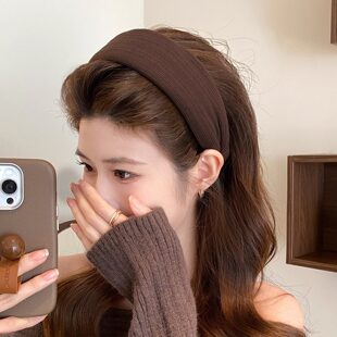 Lastkiss咖色布艺宽边发箍女防滑增高颅顶显脸小日常外戴洗脸头箍
