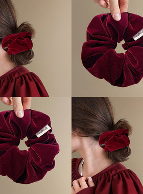 Lastkiss丝绒红色大肠发圈女新年韩系头绳百搭丸子头气质马尾发饰