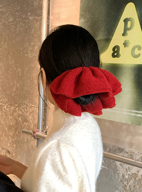 Lastkiss 红色超大针织大肠发圈女2025新款新年丸子头低马尾发饰