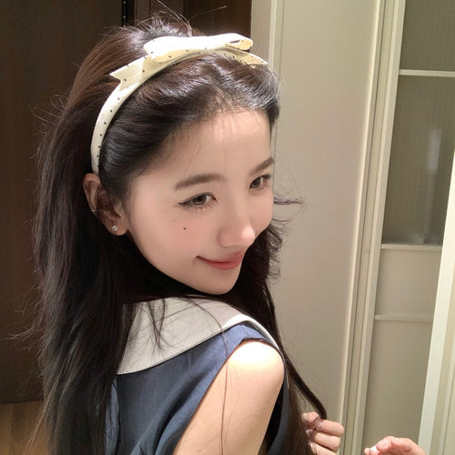 波点牛仔蝴蝶结发箍女2026新款