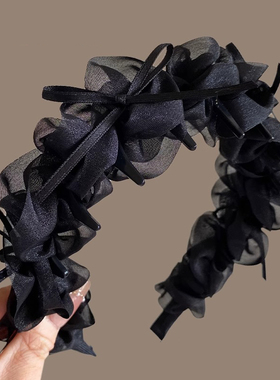 last kiss 黑色蝴蝶结发箍女2025新款增高颅顶设计感气质时尚头饰