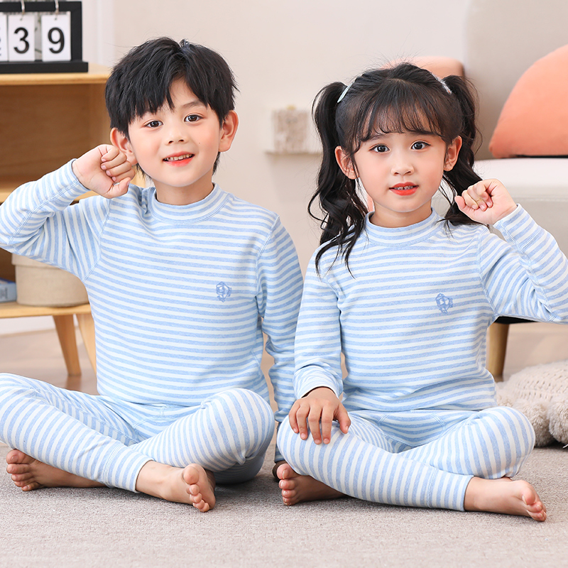 男童秋冬舒绒纯棉中领长袖秋衣裤