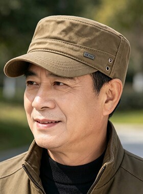 秋冬季鸭舌帽中老年人老头帽子男士平顶帽爸爸爷爷户外休闲棒球帽