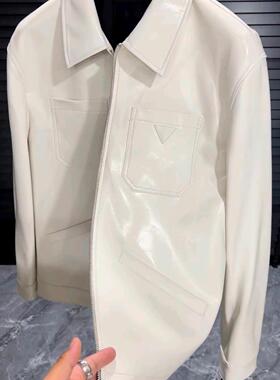 28762秋季男士新品翻领纯皮夹克皮衣外套帅气范简约时尚高级感酷