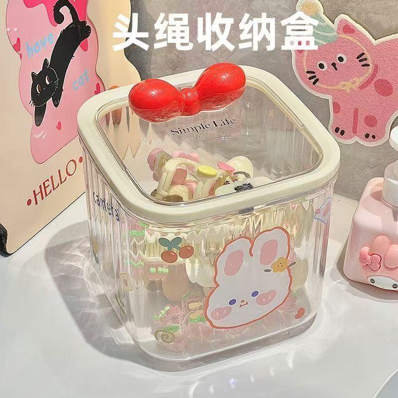 儿童发饰桌面透明收纳盒发夹收纳大容量皮筋带盖头绳发卡首饰盒