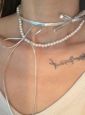 搭配衣服的项链配饰项链双层叠带脖子上戴的饰品打底衫配饰高颜值