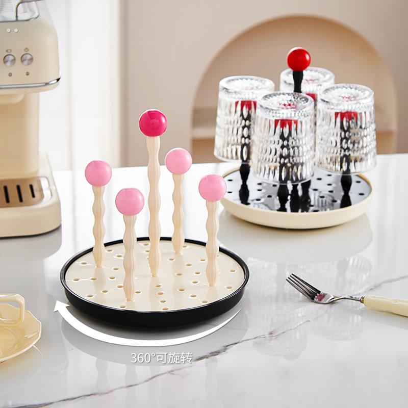 创意杯架子置物架倒挂沥水家用客厅茶几可旋转杯子婴儿奶瓶收纳架