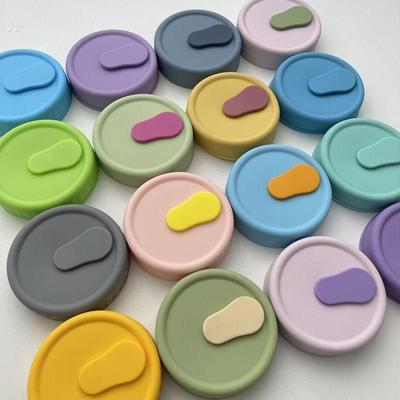 热卖款万用盖水杯硅胶吸管杯盖8cm口径耐高温食品级杯盖子茶杯盖