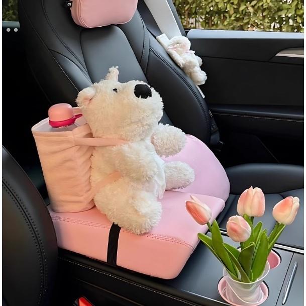 西高地车用纸巾盒垃圾桶二合一汽车收纳盒多功能手扶箱杂物桶可爱