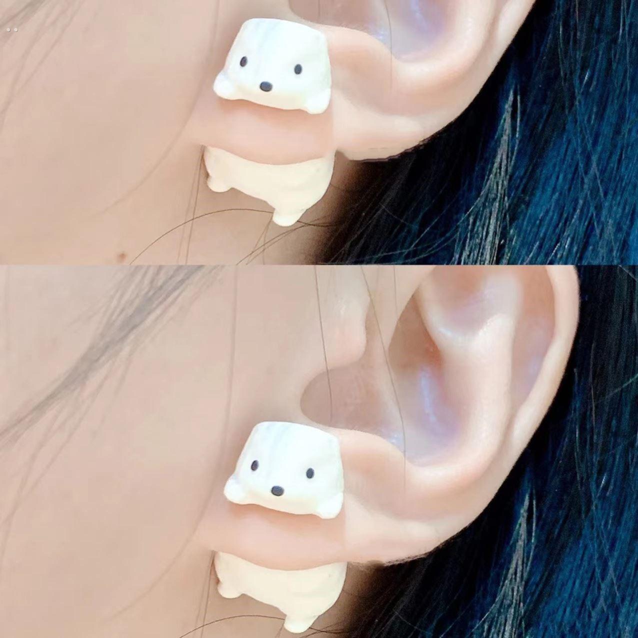 耳夹学生党高端无耳洞耳夹吸睛耳夹稀奇古怪的耳饰可爱小白鼠耳夹