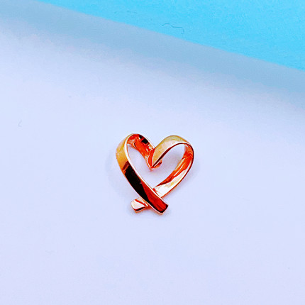 Juyuan Dihao Genuine Russian Au585 Purple Gold 14K Rose Gold Peach Heart Pendant Fashionable and Exquisite Necklace