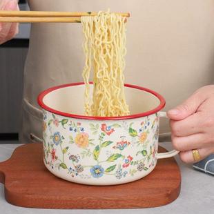 快餐杯便当饭盒易洗 加厚搪瓷泡面碗带盖学生宿舍食堂大号怀旧老式