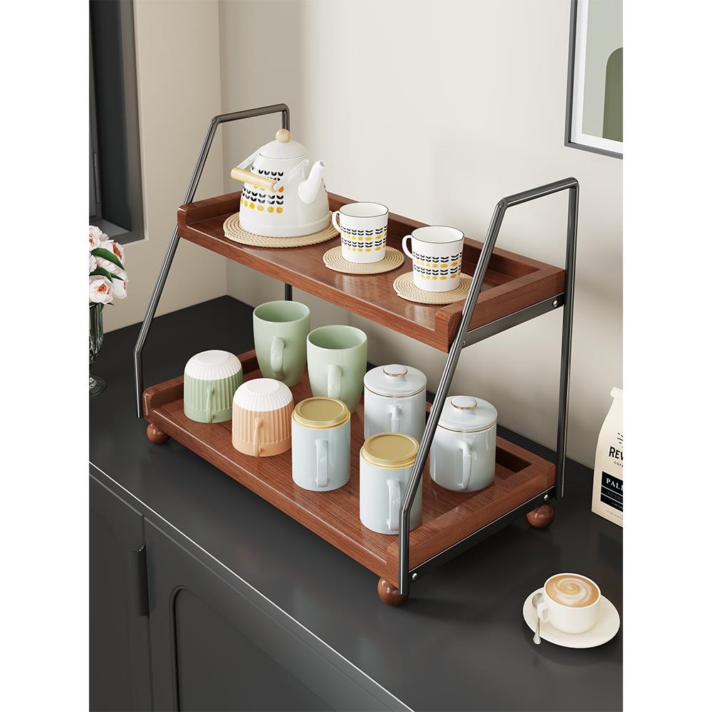 餐边柜桌面水杯收纳架咖啡杯马克杯分层置物架茶几台面茶杯整理架