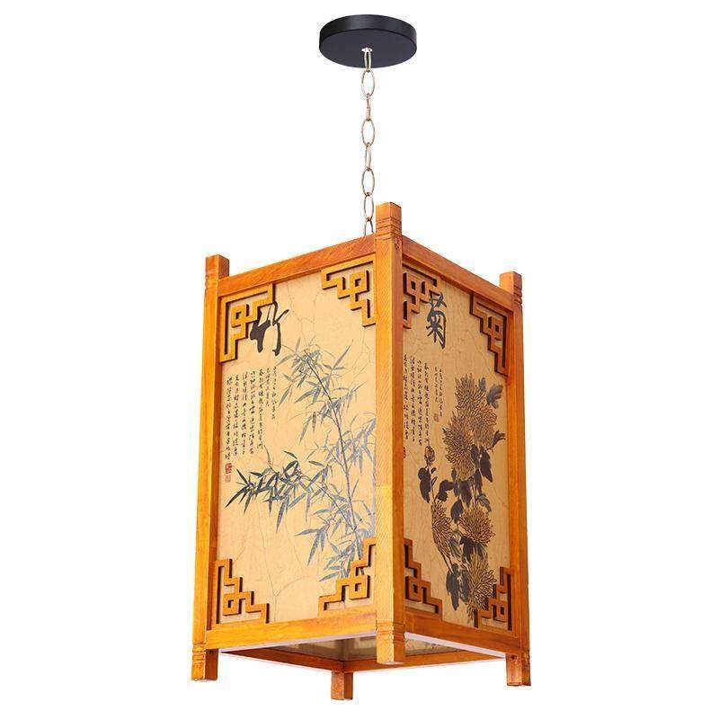 中式宫灯彷古实木灯笼户外防水广告印字定制茶楼饭店饭厅装饰吊灯