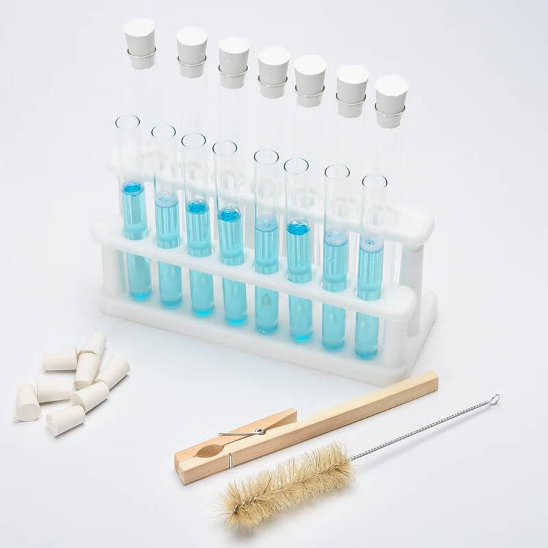 塑料试管架含15支玻璃试管试管刷试管夹套装圆底试管
