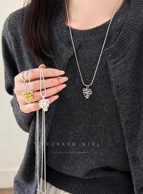 金色复古松果项链女款秋冬