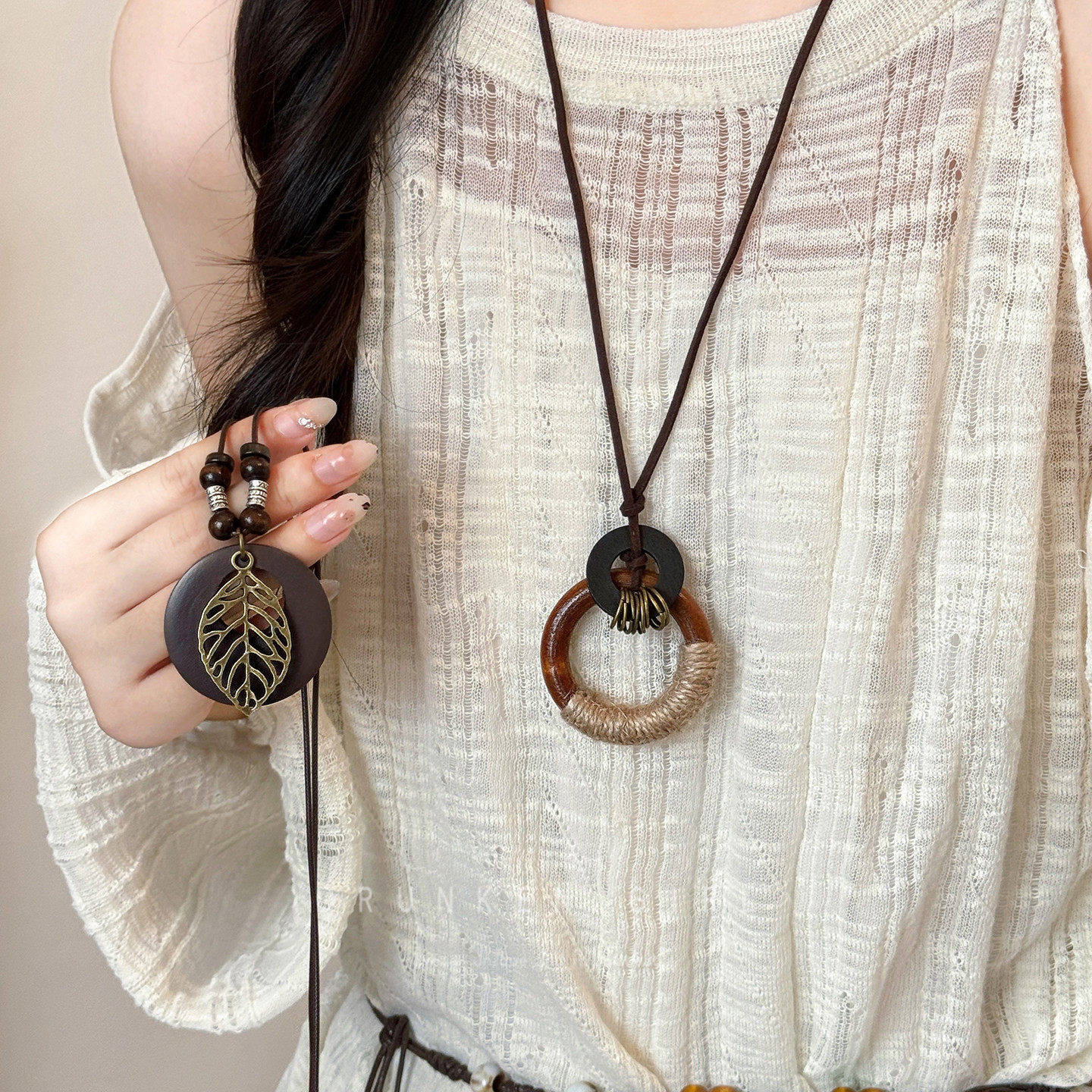 新中式禅意圆环编绳项链女款复古国风长款毛衣链2026新款百搭配饰,饰品/流行首饰/时尚饰品新,项链,淘宝优惠券,粉丝福利购,淘宝优惠卷