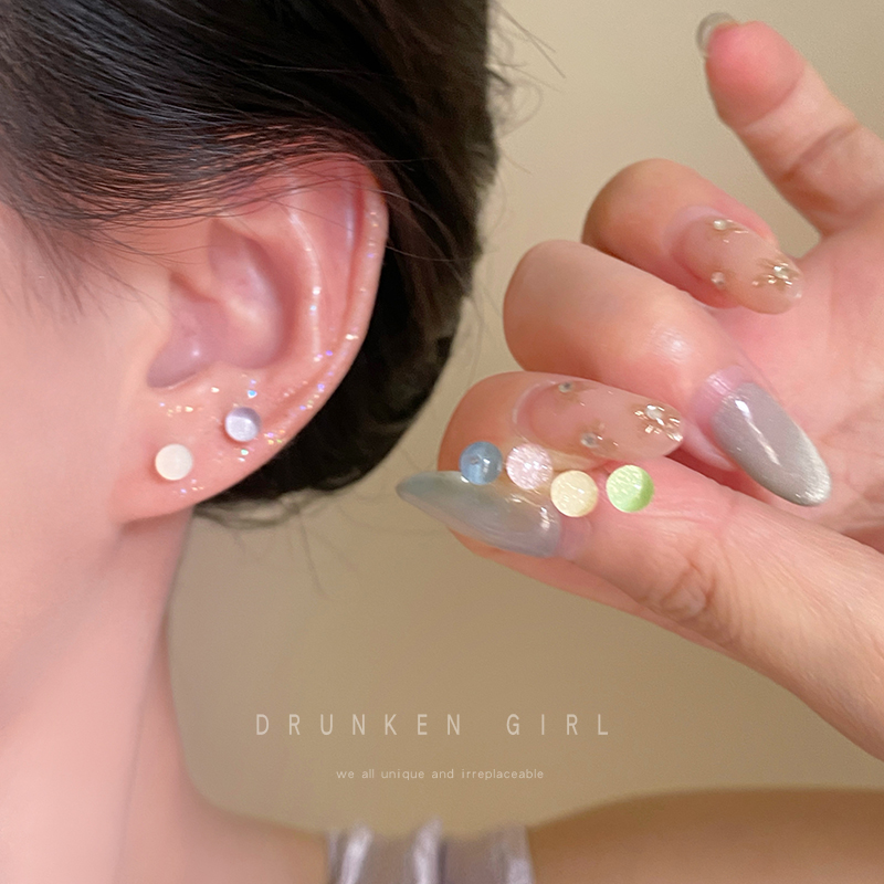 炫彩圆珠豆豆耳钉女2025新款