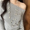 满天星多层珍珠叠戴项链女秋冬轻奢小众高级感颈链长款 毛衣链配饰