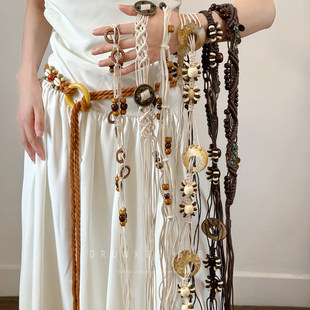 波西米亚蝴蝶串珠腰链女款 小众设计感独特腰带复古民族辣妹风配饰