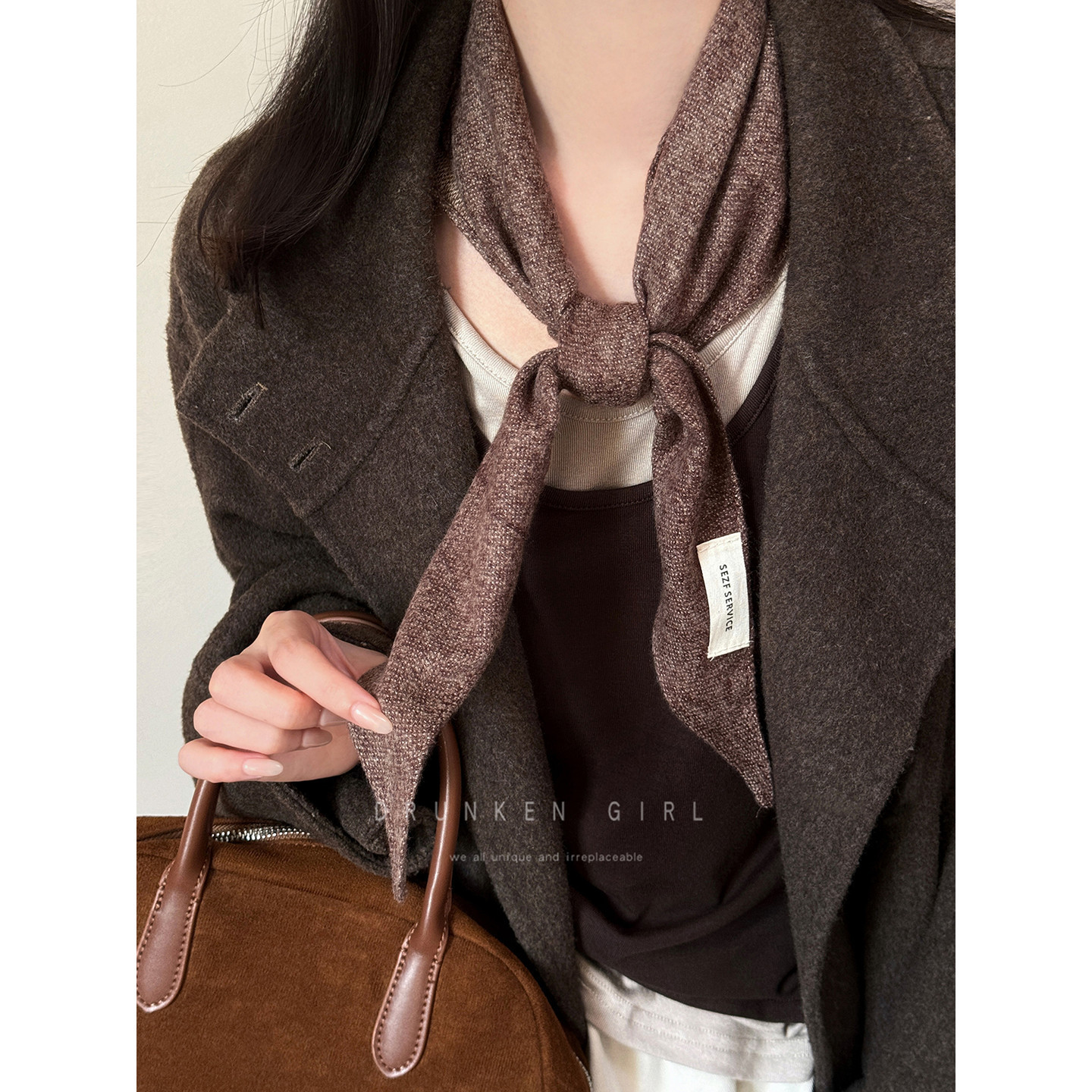 学院风复古格子软糯围巾女秋冬