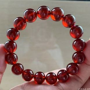 天然石榴石手链女款单圈橙红色酒红色水晶手串养颜手链生日礼物