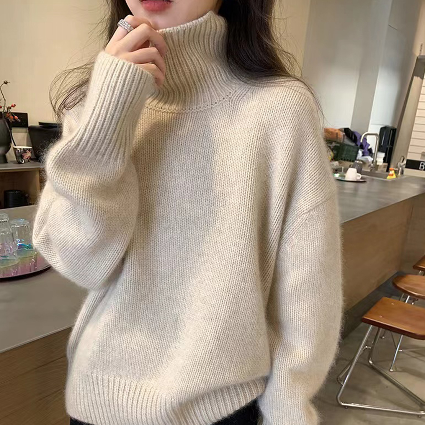 高领羊绒衫女加厚显瘦长袖毛衣