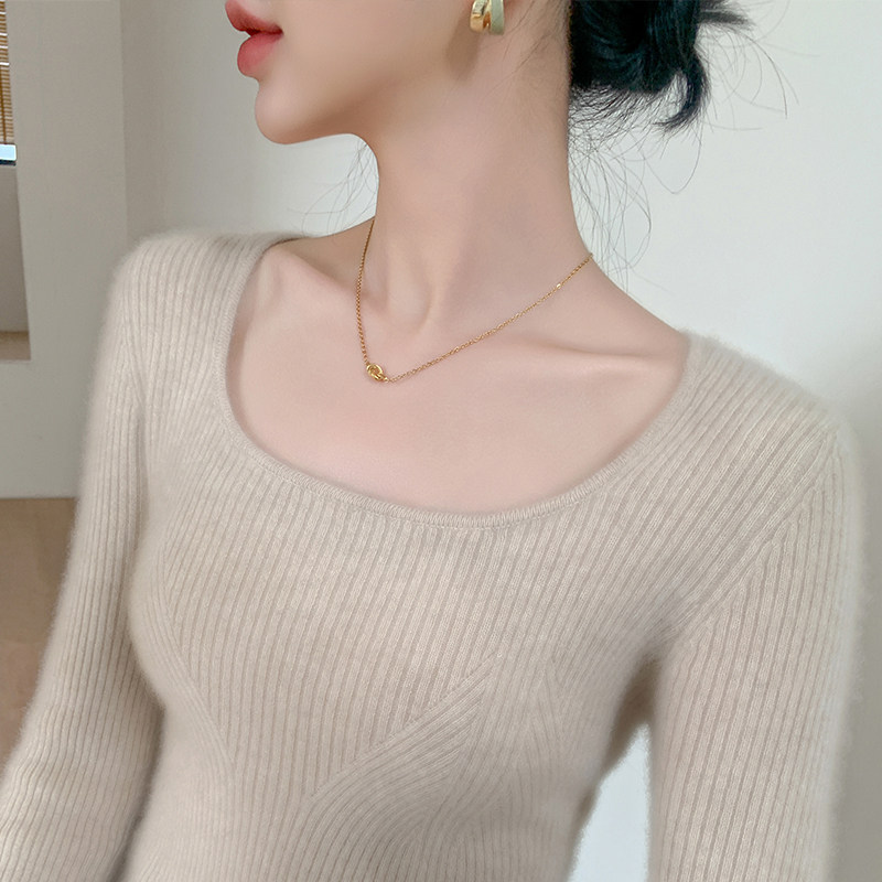 时尚显瘦U领山羊绒衫女2025秋冬新款气质修身内搭抽条打底毛衣,女装/女士精品,羊绒衫,淘宝优惠券,粉丝福利购,淘宝优惠卷