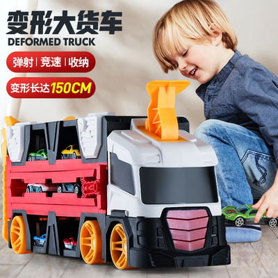 班迪萌超大号滑轨道合金工程货柜卡车迷你小汽车儿童玩具男孩生日